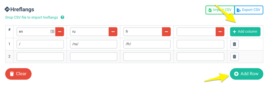 Managing Hreflang in the Sloth user dashboard